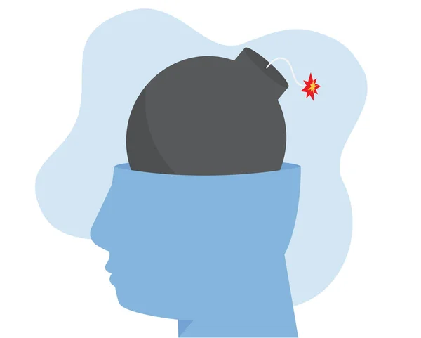 Kopf Tragen Akkumulieren Stress Und Emotionale Überlastung Bekommen Hysterie Oder — Stockvektor