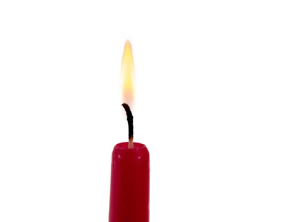 Зажигание Красных Свечей Белом Фоне Горящие Свечи Изолированы Белом Фоне — стоковое фото