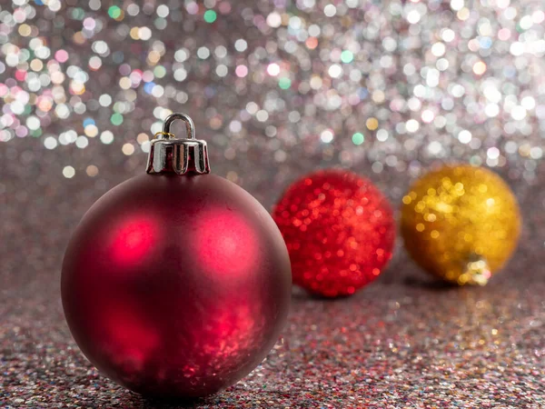 Christmas Balls Silvery Background Christmas Decoration Beautiful Bokeh Multicolored Balls — Stock Photo, Image