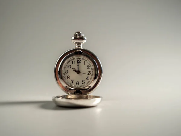 Old Pocket Watch Gray Background Time Concept — Stock Photo, Image