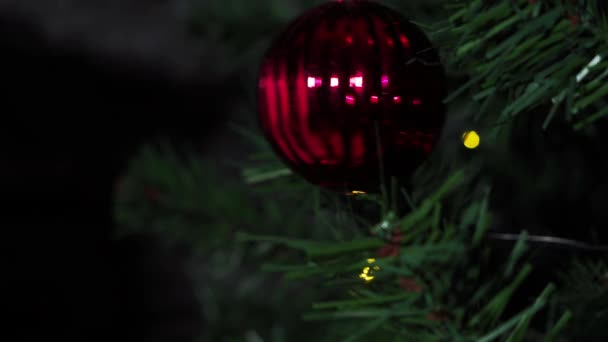 圣诞树和装饰品圣诞节和新年假期的背景 高质量的4K镜头 — 图库视频影像