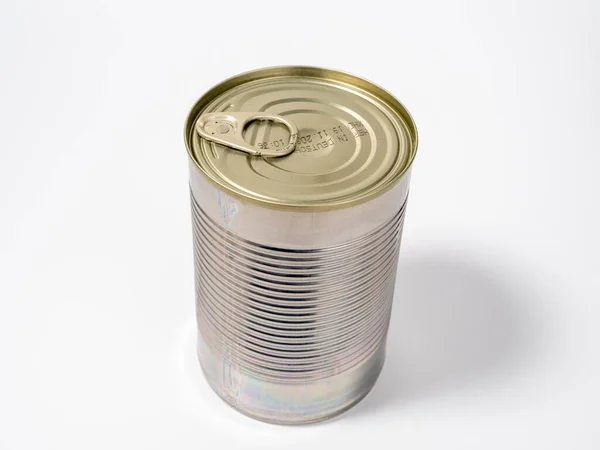 白色背景的罐头剂量 罐头食品 后续行动 — 图库照片