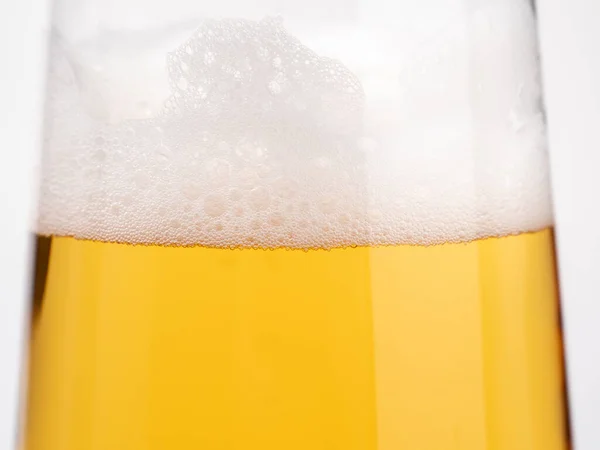 Glass Beer White Background Glass Light Beer Foam Close — Stock Photo, Image