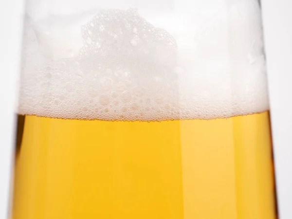 Verre Bière Sur Fond Blanc Verre Bière Légère Avec Mousse — Photo