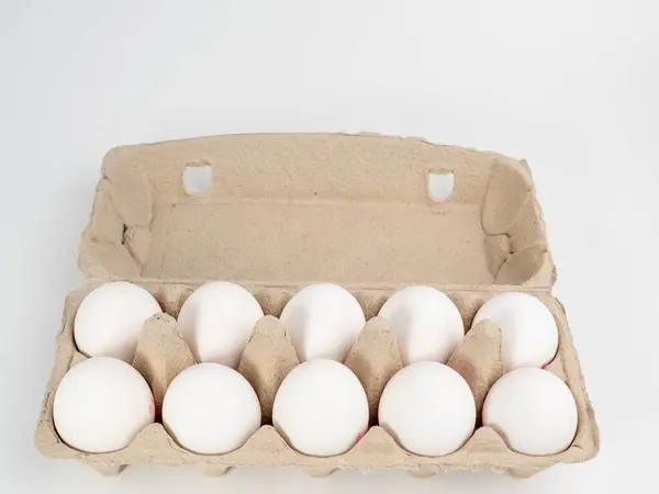 Jaja Kurze Białym Tle Białe Jajko Białym Tle Zbliżenie — Zdjęcie stockowe