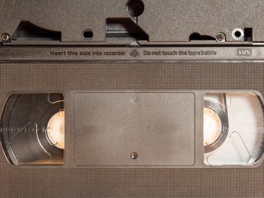 Old VHS cassettes. Retro video cassettes. Close-up. VHS video cassettes.