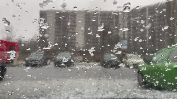 Precipitation Large Hailstones Precipitation Form Hail Close — Stock Video