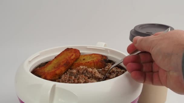 Termos Pentru Mâncare Masă Pauză Prânz Close — Videoclip de stoc