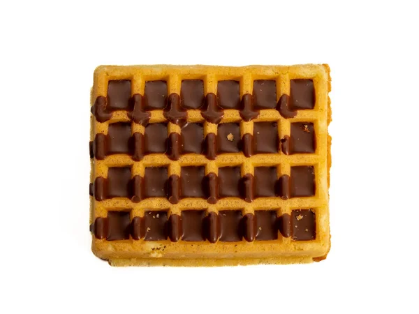 Chocolate Waffles Isolated White Background Waffles Chocolate Close — Stock Photo, Image