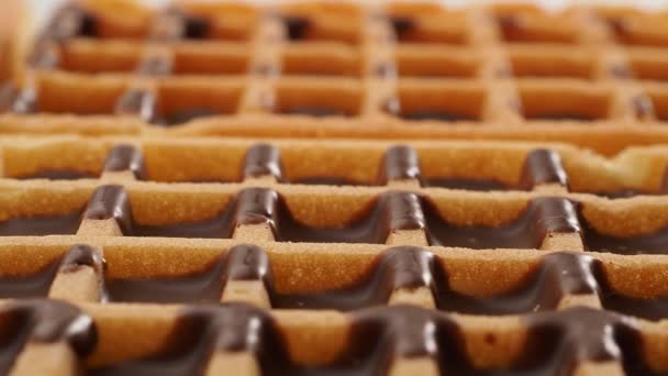 Rotating Chocolate Waffles Waffles Chocolate Close — Stock Video