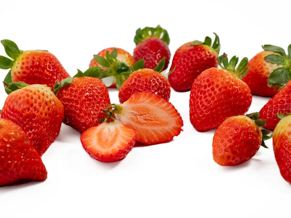 Ripe Juicy Strawberry Isolated White Background Close — Stock Photo, Image