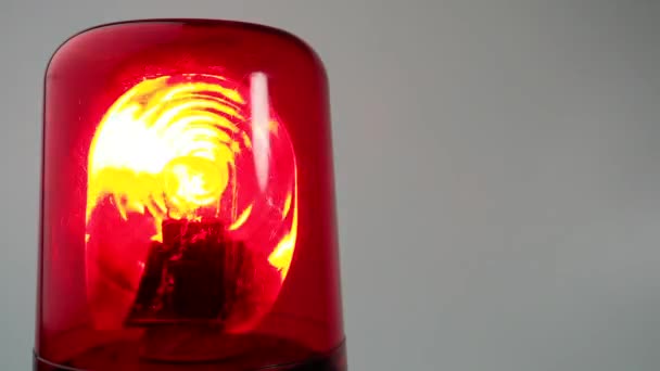 Red Rotating Beacon Red Flashing Light Warning Signal Close — Stock Video