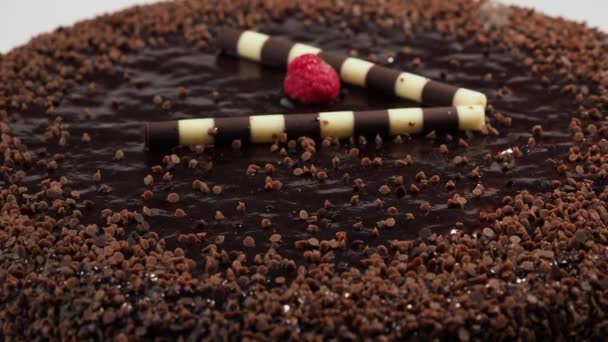 Rotující Čokoládový Dort Lahodný Čokoládový Dort Sweets Dezert Detailní Záběr — Stock video