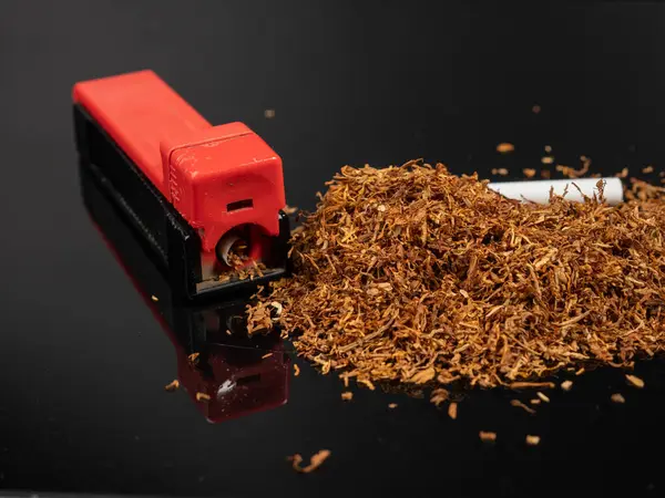 Tytoń Maszyna Napełniania Papierosy Tytoń Zbliżenie Tytoń — Zdjęcie stockowe