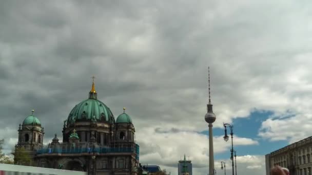 Berlino Germania Berliner Dom Time Lapse Paesaggio Urbano Edificio Berliner — Video Stock