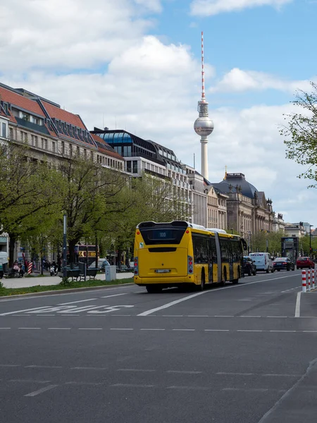Nydelige Byrom Sentrum Berlin Tyskland Med Detalj Tårn Kalt Fernsehturm – stockfoto