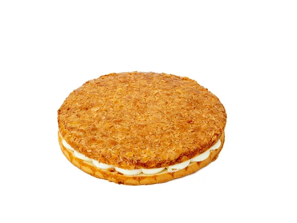 Bee Sting Cake Light Cake Cream Filling Crispy Almonds Cake — Stock Photo, Image