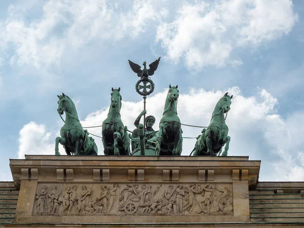 Πύλη Του Βρανδεμβούργου Ορόσημο Της Γερμανίας Κλείσιμο Της Πύλης Του — Φωτογραφία Αρχείου