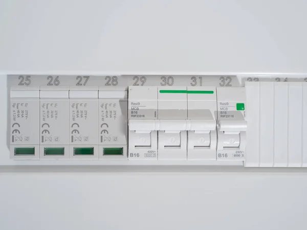Modern electrical panel in the apartment. Electrical fuse at home.