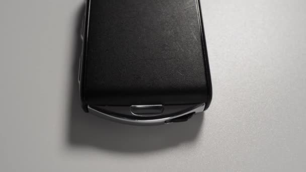Modern Wireless Car Key Ignition White Background Car Keys Close — Stock Video