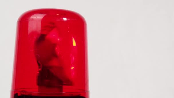 Красный Вспышка Белом Фоне Красный Сигнал Сигнал Лампы Крупным Планом — стоковое видео