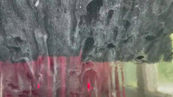 Lavage Automatique Voiture Vue Travers Pare Brise Soins Voiture — Video