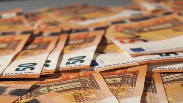 Gros Plan Sur Les Billets Euros Concept Des Caisses Épargne — Video