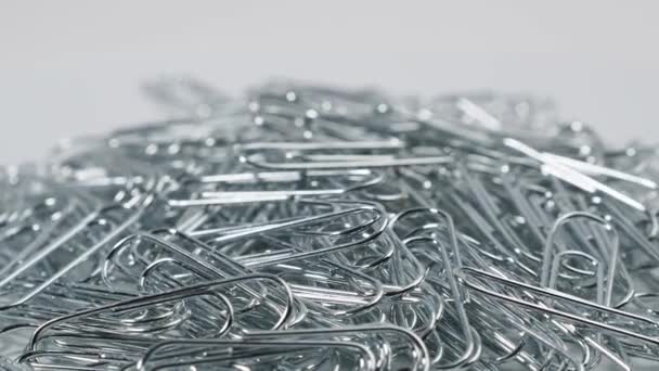 Metal Rotating Paper Clips Paper Clips Close — Stock Video