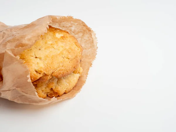 Süße Kekse Auf Weißem Hintergrund Backwaren Hautnah Süße Plätzchen — Stockfoto