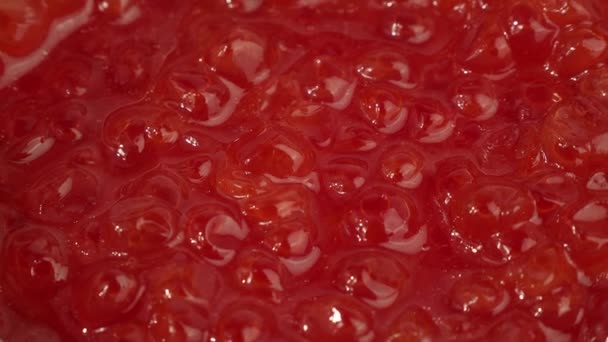 Caviar Rojo Fresco Gira Textura Primer Plano Caviar Rojo — Vídeo de stock