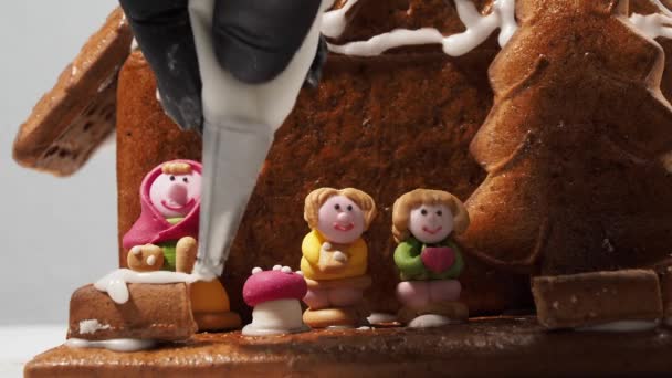 Şeklinde Noel Zencefilli Ekmeği Noel Den Önce Zencefilli Kurabiye Evi — Stok video