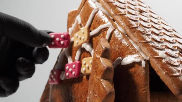 Şeklinde Noel Zencefilli Ekmeği Noel Den Önce Zencefilli Kurabiye Evi — Stok video