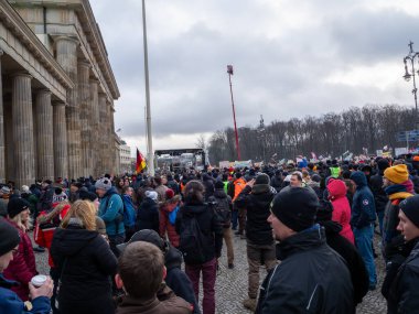 Berlin, Almanya 15 Ocak 2024 Başkentin merkezinde bir çiftçi gösterisinde. Berlin, Almanya 15 Ocak 2024