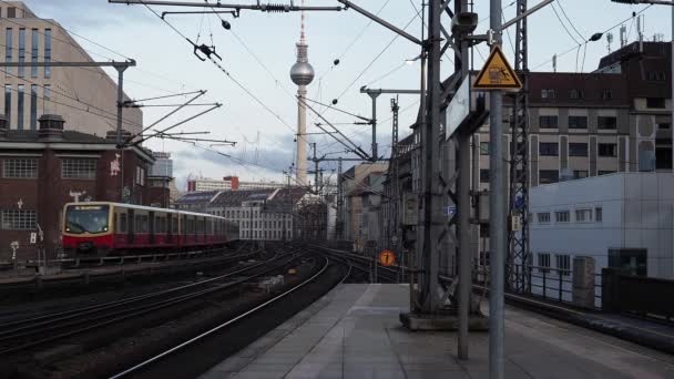 Berlin Allemagne Février 2024 Les Trains Circulent Long Chemin Fer — Video