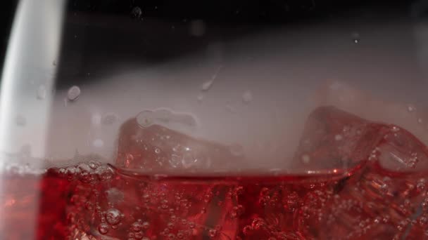 Склянка Червоного Коктейлю Льодом Парочка Виходить Склянки Коктейлю Льодом — стокове відео