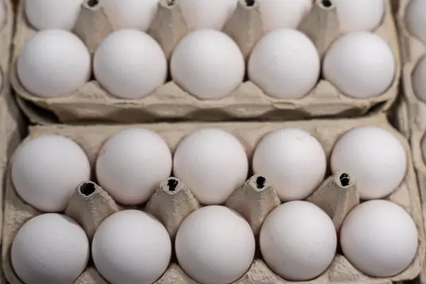 Συσκευασία Αυγών Κότας Κοντινό Πλάνο Αυγών Κότας — Φωτογραφία Αρχείου