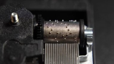 Müzik kutusu yakın plan. Müzik kutusunun makro fotoğrafçılığı.