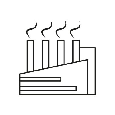 Endüstriyel fabrika ikonu. Duman yığınları duman yayıyor. Vektör çizimi. EPS 10