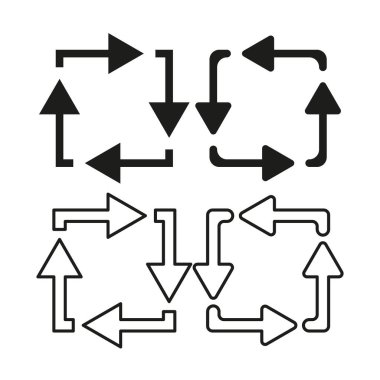 Yönlendirme Okları Vektör simgeleri koleksiyonu. Siyah navigasyon işaretleri ayarlandı. Hareket ve hareket konsepti tasarımı. Basit ok göstergeleri. EPS 10.