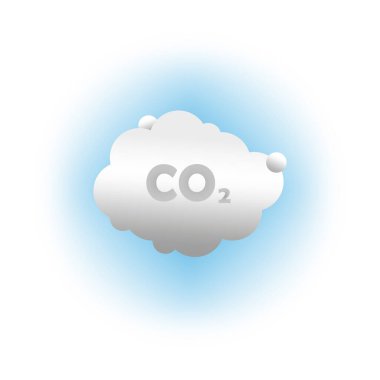 CO2 Emisyon Bulut Simgesi. Kirlilik Kavram Vektörü. Sera Gaz Sembolü. Çevresel Endişe İllüstrasyonu. EPS 10.