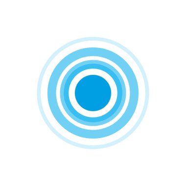 Eşmerkezli mavi daireler vektör tasarımı. Soyut hedef sembolü. Radyal gradyan vektör grafiği. Dairesel kalıp simgesi. EPS 10.