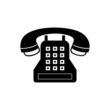 Retro tuş takımı telefonu. Siyah siluet. Klasik tasarım. Vektör simgesi. EPS 10.