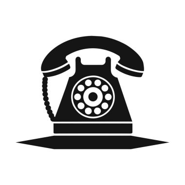 Retro telefon ikonu. Klasik çevirmeli arama. Klasik iletişim. Vektör silueti. EPS 10.