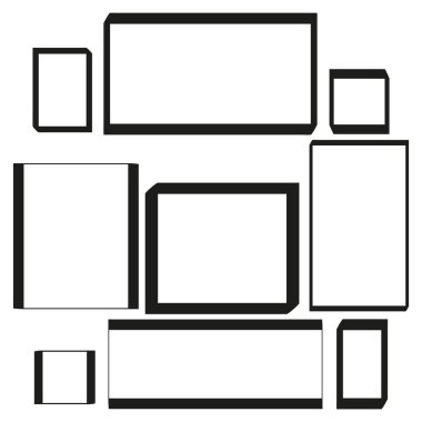 Soyut dikdörtgen şekiller. Geometrik vektör tasarımları. Siyah ve beyaz elementler. Modern grafik formları. EPS 10.