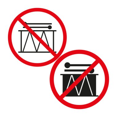 No Drumming Allowed sign. Percussion instrument prohibition. Silence zone symbol. EPS 10. clipart
