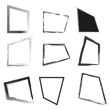 Soyut çerçeve seti. Geometrik şekiller. Vektör tasarımı. Siyah ve beyaz. EPS 10.