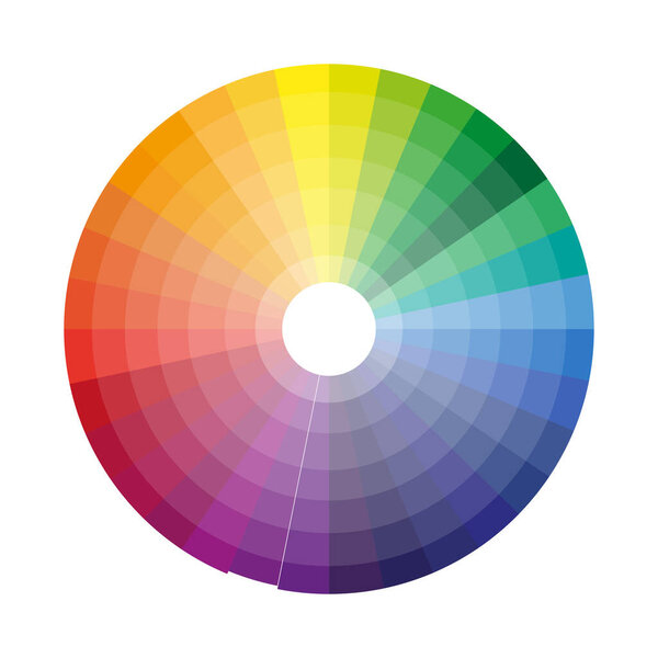 Color wheel vector. Circular gradient spectrum. Rainbow palette illustration. Vibrant design graphic. EPS 10.