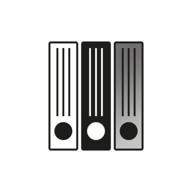 Ofis dosyaları. Siyah ve gri. Minimalist çizgi tasarımı. Dikey düzenleme. EPS 10.