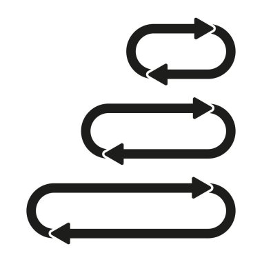 Eğri ok simgeleri. Yönsel döngü sembolleri. Siyah ve beyaz vektör. Navigasyon ve akış. EPS 10.