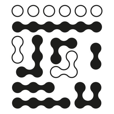 Soyut şekiller vektörü şekillendirir. Siyah ve beyaz. Çeşitli organik formlar. Basit geometrik tasarım. EPS 10.